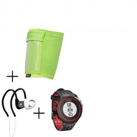 Reloj Garmin Forerunner 220 con Banda de Pecho-Negro con Rojo + audifonos Warrior y porta celular NXE - Envío Gratuito