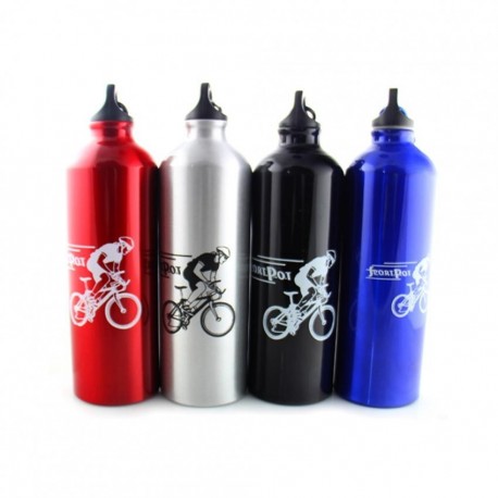 Bebida de aluminio Senderismo portátil Ciclismo jarro de agua botella de agua Deportes al aire libre Negro - Envío Gratuito