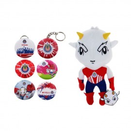 Kit de Souvenirs Oficiales Chivas: 1 Peluche 9” + 1 kit de Fotobotones (6 piezas) - Envío Gratuito