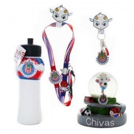 Kit de Souvenirs Oficiales Chivas: 1 Listón a cuello + 1 Llavero PVC + 1 Chivalindro + 1 Figura Decorativa - Envío Gratuito