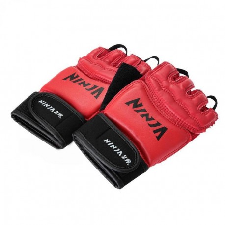 Elenxs Nueva Par Guantes medio dedo rojos para Boxeo Lucha Protección Profesional - Envío Gratuito