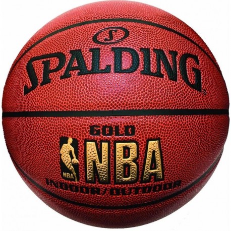 Balon Basquetbol Spalding Gold NBA Indoor/Outdoor PU 7-Ladrillo - Envío Gratuito