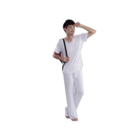 Los hombres de moda de manga corta Ropa Deporte Yoga (blanco) - Envío Gratuito