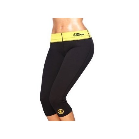 Pantalon HOT SHAPERS Termico Capri pra Mujer-Negro con Amarillo - Envío Gratuito