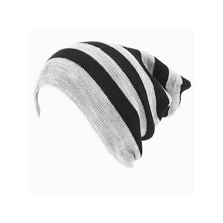 Gorro largo Smart Gorro doble vista Modelo de rayas estilo mate color combinado negro y gris claro -gris - Envío Gratuito