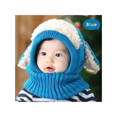 Gorro de Invierno Yucheer Tejida para Bebé-Azul con Blanco - Envío Gratuito