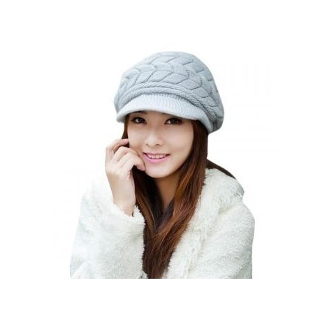 Mujeres Otoño Invierno casquillo hecho punto sombrero hecho punto de doble capa térmica Yucheer gris - Envío Gratuito