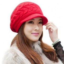 Mujeres Otoño Invierno casquillo hecho punto sombrero hecho punto de doble capa térmica Yucheer rojo - Envío Gratuito